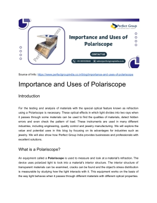 Importance and Uses of Polariscope