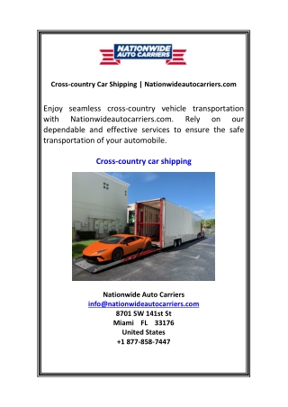 Cross-country Car Shipping  Nationwideautocarriers.com