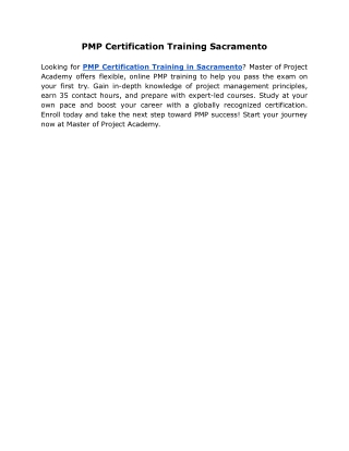 PMP Certification Training Sacramento