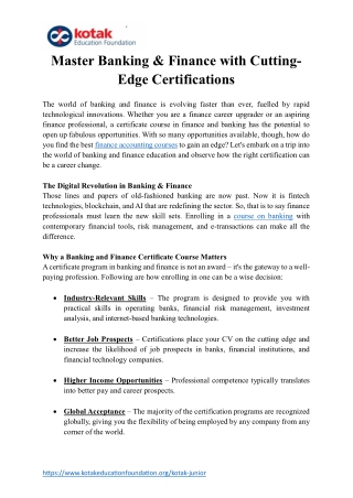 Master Banking & Finance with Cutting-Edge Certifications