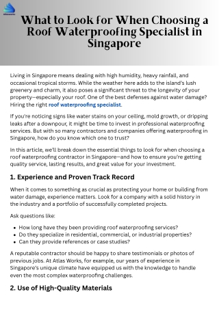 What to Look for When Choosing a Roof Waterproofing Specialist in Singapore