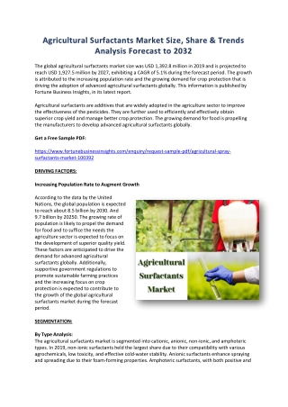 Future of Agricultural Surfactants Market: Global Forecast and Trends by 2032