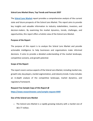 Scleral Lens Market Share, Top Trends and Forecast 2037