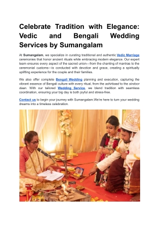 Celebrate Tradition with Elegance_ Vedic and Bengali Wedding Services by Sumangalam