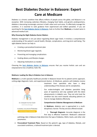 Best Diabetes Doctor in Balasore