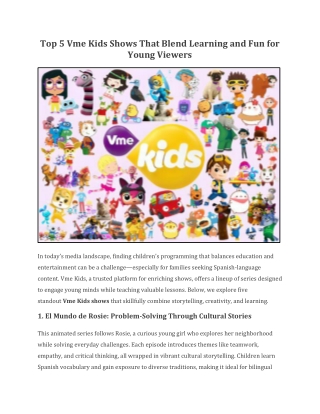 Top 5 Vme Kids Shows That Blend Learning and Fun for Young Viewers