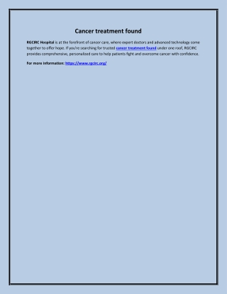 Cancer treatment found
