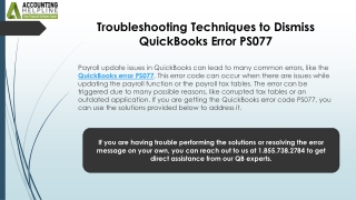 Complete Guide to Troubleshooting QuickBooks Error PS077