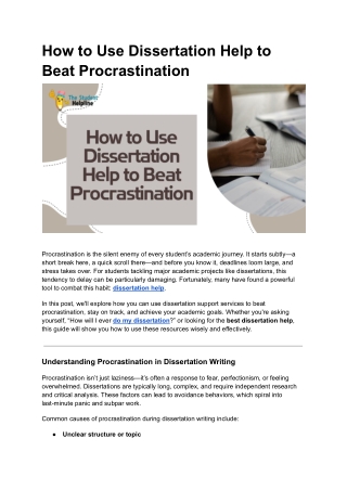 How to Use Dissertation Help to Beat Procrastination