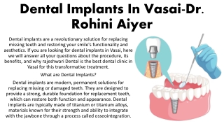 Dental Implants In Vasai-Dr  Rohini Aiyer