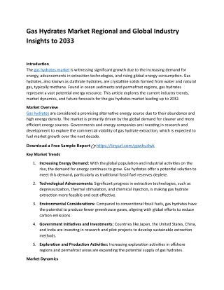 Gas Hydrates Market Regional and Global Industry Insights to 2033