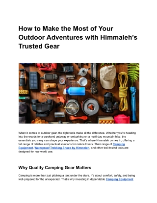 Stay Comfortable Outdoors with the Right Camping Equipment