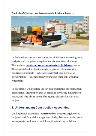 The Role of Construction Accountants in Brisbane Projects