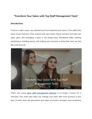 Transform Your Salon with Top Staff Management Tools
