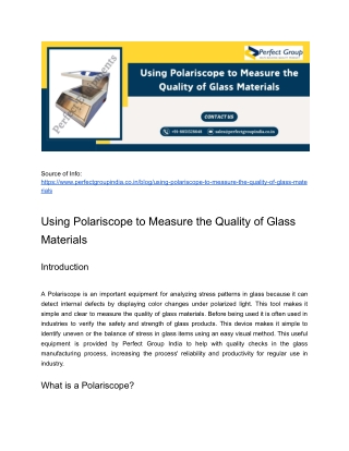 Using Polariscope to Measure the Quality of Glass Materials
