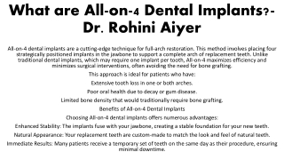 What are All-on-4 Dental Implants- Rohini Aiyer