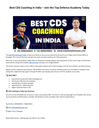 Best CDS Coaching In India