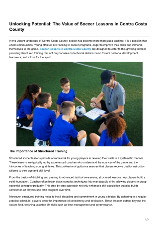 Unlocking Potential The Value of Soccer Lessons in Contra Costa County