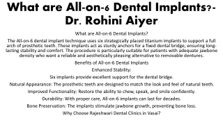 What are All-on-6 Dental Implants-Dr. Rohini Aiyer