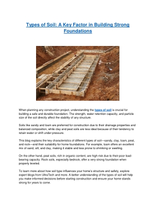 Types of Soil - A Key Factor in Building Strong Foundations