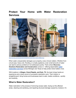 Blog Content _ Month 6 _ Protect Your Home with Water Restoration Services