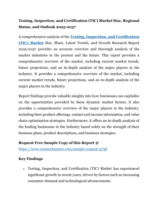Testing, Inspection, and Certification (TIC) Market