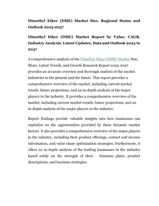 Dimethyl Ether (DME) Market