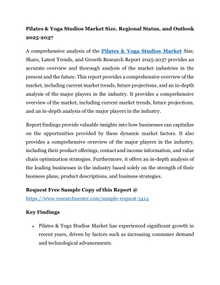 Pilates & Yoga Studios Market