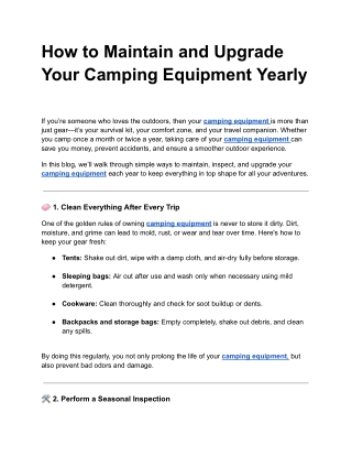 How to Maintain and Upgrade Your Camping Equipment Yearly