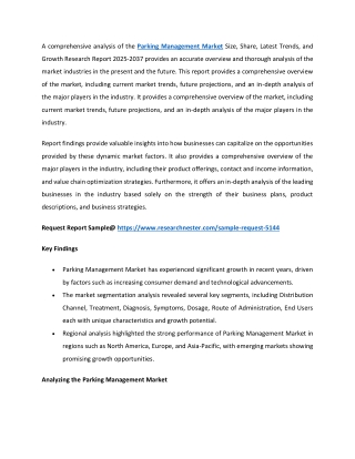 Parking Management Market Overview 2025 and Forecast till 2037