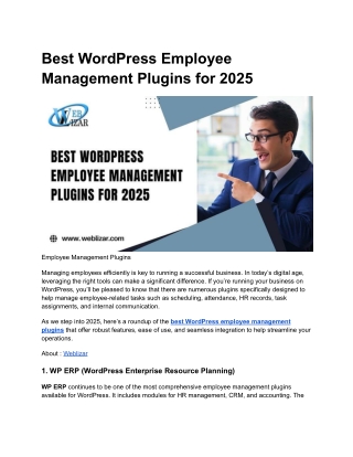 Best WordPress Employee Management Plugins for 2025