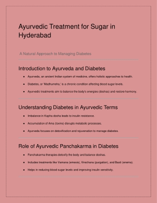 Ayurvedic Treatment for Sugar in Hyderabad
