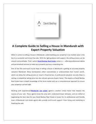 Property valuation mandurah