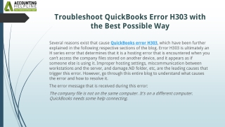 Effective Technique To Resolve QuickBooks Error H303