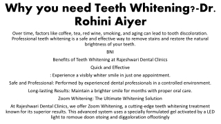 Why you need Teeth Whitening-Dr. Rohini Aiyer