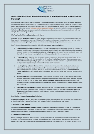 What Services Do Wills and Estates Lawyers in Sydney Provide for Effective Estate Planning