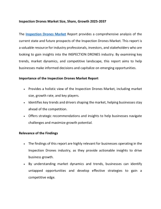 Inspection Drones Market Size, Share, Growth 2025-2037