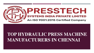 Top Hydraulic Press Machine Manufacturers in Chennai