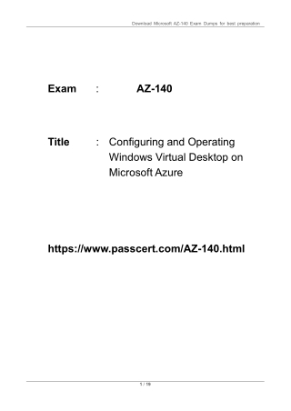 Microsoft Azure Virtual Desktop AZ-140 Dumps PDF 2025