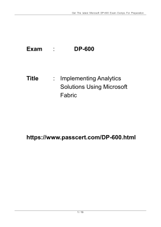 Microsoft Fabric Analytics Engineer DP-600 Dumps PDF 2025