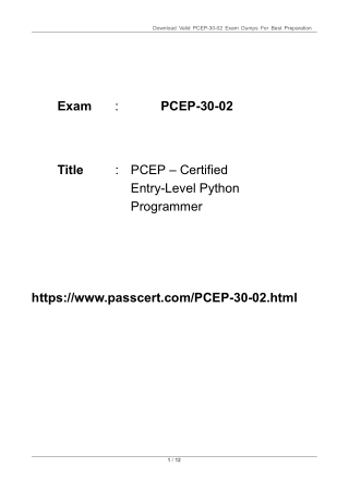 PCEP-30-02 PCEP – Certified Entry-Level Python Programmer Dumps PDF 2025