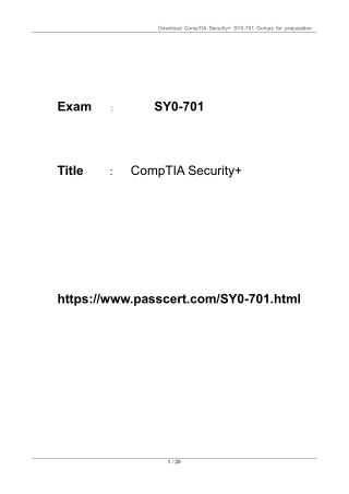 SY0-701 CompTIA Security  Dumps PDF 2025