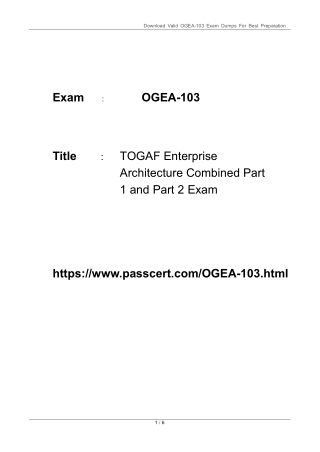 TOGAF Enterprise Architecture OGEA-103 Dumps PDF 2025