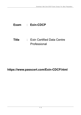 Exin-CDCP Exin Certified Data Centre Professional Dumps PDF 2025