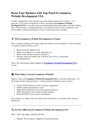 E-commerce Website Development USA