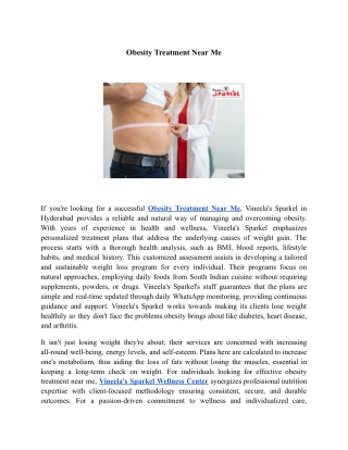 Obesity Treatment Near Me | Vineela’s Sparkel Wellness Center