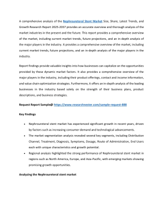 Nephroureteral Stent Market Overview 2025 and Forecast till 2037