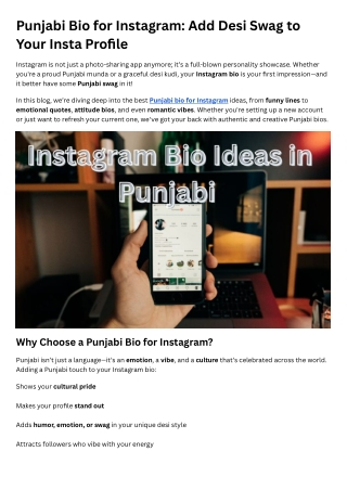 Punjabi Bio for Instagram