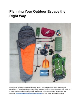 Gear That Works Hard: Best Outdoor Equipment by Himmaleh
