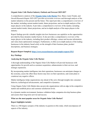 Organic Solar Cells Market